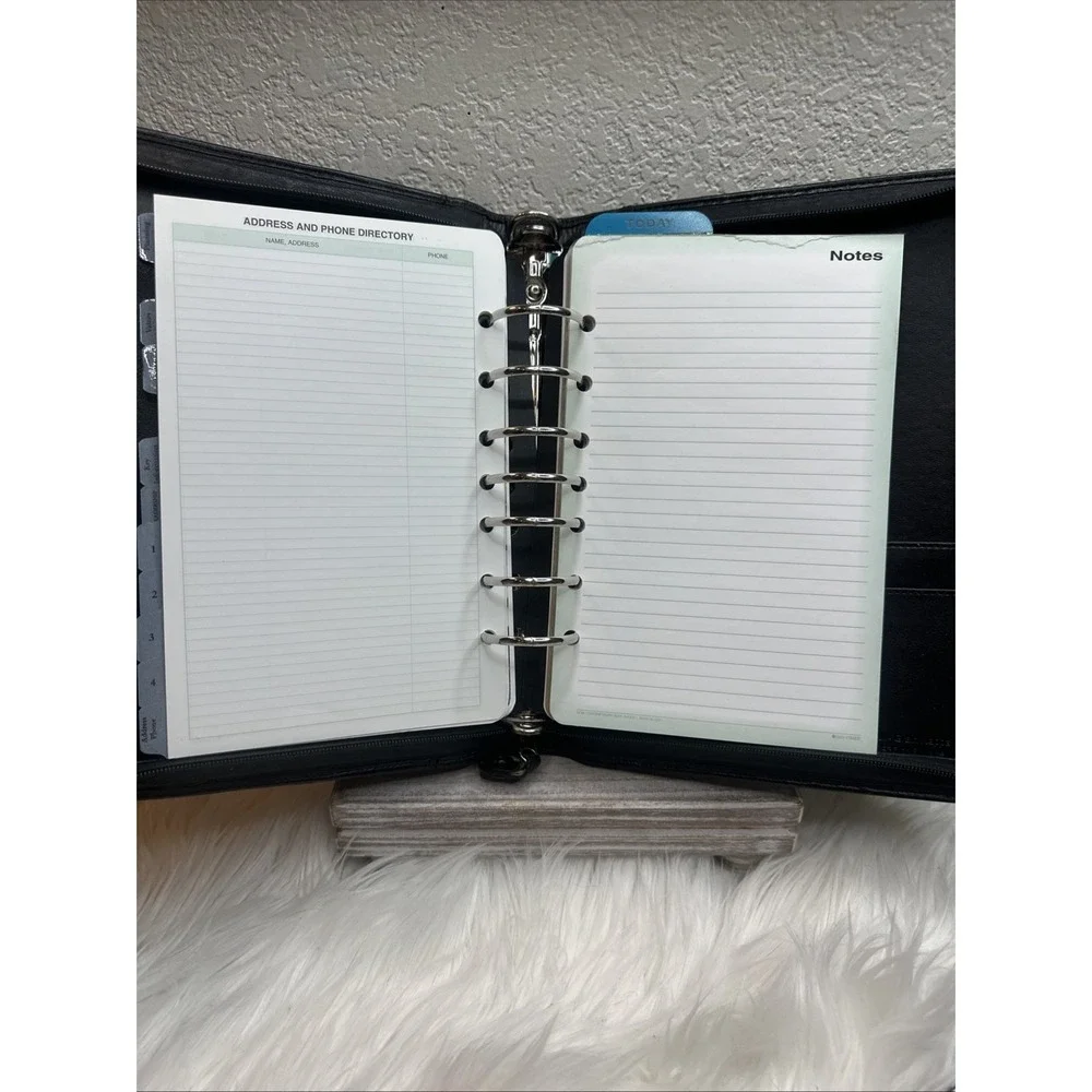 $29 🌙 Franklin Covey Black Planner Full-Grain Nappa Leather 7 Ring READ